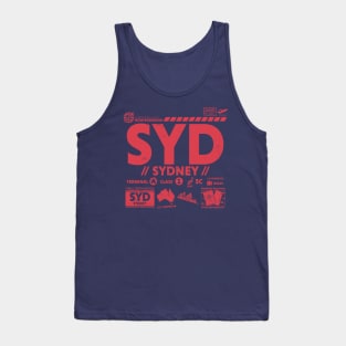 Vintage Sydney SYD Airport Code Travel Day Retro Travel Tag Australia Tank Top